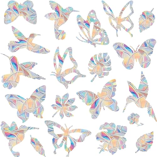 smartelf 16 Stück Suncatcher Sticker, Prisma Fensteraufkleber, Fenstersticker, Fensteraufkleber Vogelschutz für Glasscheiben, Vogelschutz Aufkleber Fenster, Regenbogen Fenstersticker von smartelf