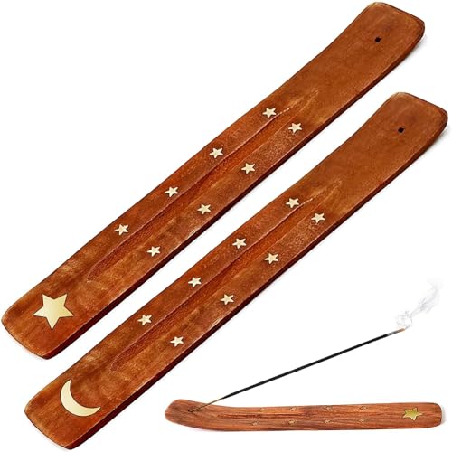 smartelf 2 Stück Räucherstäbchen Halter Holz, Räucherstäbchenhalter, Räucherstäbchen Halter, Praktische Räucherhilfe für Ihre Ruheoase, Handgefertigter aus Natürlichen Materialien von smartelf