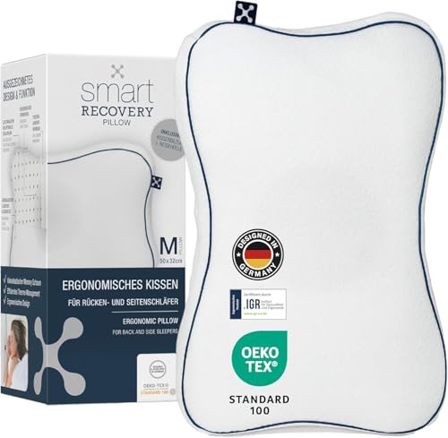 smartsleep® Soft Recovery Pillow – Ergonomisches Nackenstützkissen aus Visco-Schaum mit Kopfmulde – Orthopädisches Kissen für Rücken- & Seitenschläfer – Formstabiles HWS-Kopfkissen von smartsleep