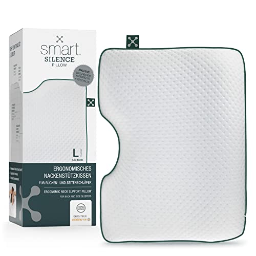 smartsleep® smart Silence Pillow – Ergonomisches Nackenstützkissen aus Visco-Schaum – Orthopädisches Kissen für Rücken- & Seitenschläfer – Formstabiles HWS-Kopfkissen von smartsleep