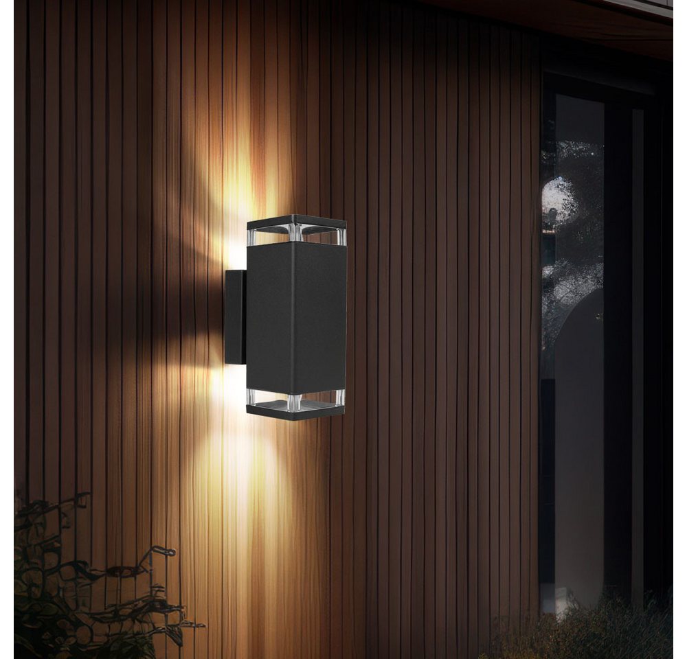 smartwares Außen-Wandleuchte, Leuchtmittel nicht inklusive, Wandleuchte Außenlampe Up Down Strahler Aluminium schwarz L 23,5 cm von smartwares