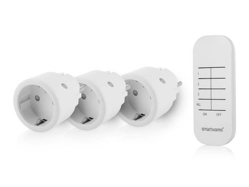 smartwares Funksteckdose, max. 2300 W, 3er SET mit Fernbedienung, Smarte Zwischenstecker Innen von smartwares