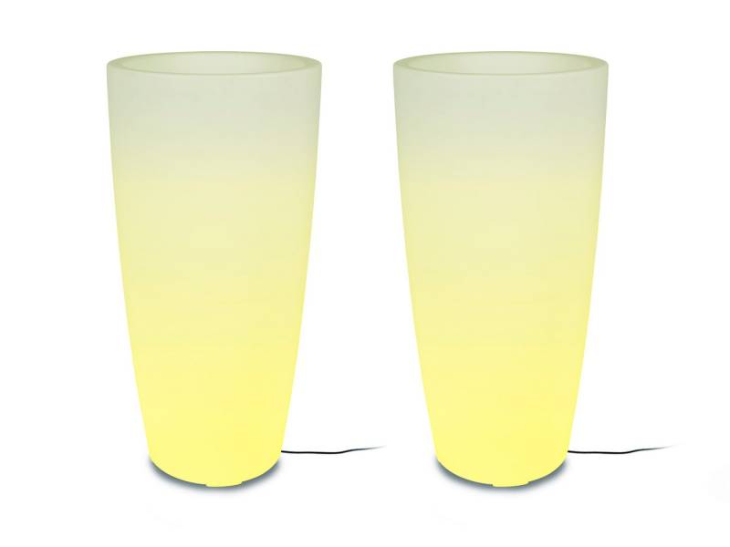 smartwares LED Gartenleuchte, Farbwechsel, LED fest integriert, warmweiß, 2er Set beleuchtet-e Blumenkübel RGBW Blumentopf mit Strom, Höhe:75cm von smartwares