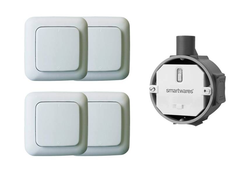 smartwares Licht-Funksteuerung, Smart Home Funk Schalter Set Einbauschalter + 4x Wandschalter Taster von smartwares