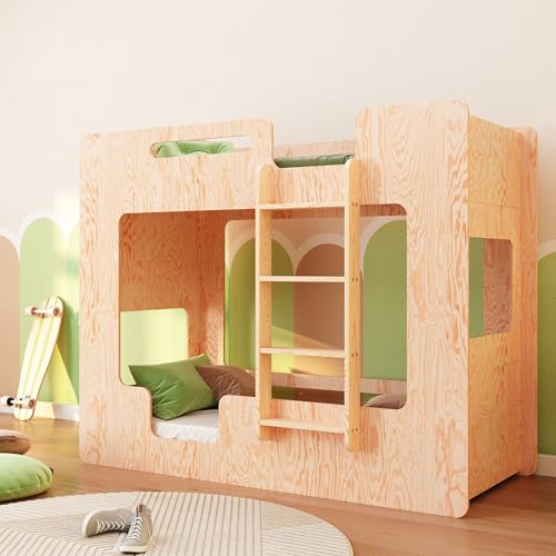 smartwood Etagenbett 2 Kinder 80x160 - Holz - Leiter Rechts - Hochbett Mimi BP mit Lattenrost & Rausfallschutz für Jungen & Mädchen - Belastbar bis 230 kg von smartwood