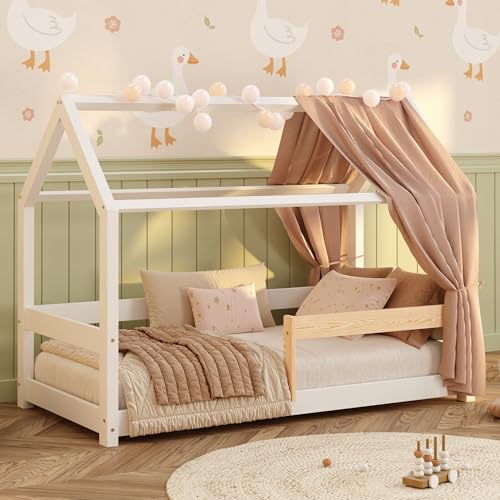 smartwood Montessori Hausbett 90x200 - Weiß - für Kinder - Kinderbett mit Lattenrost & Verstellbarer Rausfallschutz - Milo Bett aus Massivkiefernholz für Jungen & Mädchen - Belastbar bis 230 kg smartwood Montessori Hausbett 90x200 - Weiß - für Kinder - Kinderbett mit Lattenrost & Verstellbarer Rausfallschutz - Milo Bett aus Massivkiefernholz für Jungen & Mädchen - Belastbar bis 230 kg von smartwood