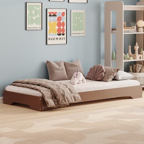 smartwood Kinderbett 70x160 Braun - Bodenbett aus Kiefernholz mit FSC-Zertifikat - Montessori Bett mit gebogenem Lattenrost bis zu 230 kg für Jungen und Mädchen - Einfache Montage - TILA 7 smartwood Kinderbett 70x160 Braun - Bodenbett aus Kiefernholz mit FSC-Zertifikat - Montessori Bett mit gebogenem Lattenrost bis zu 230 kg für Jungen und Mädchen - Einfache Montage - TILA 7 von smartwood