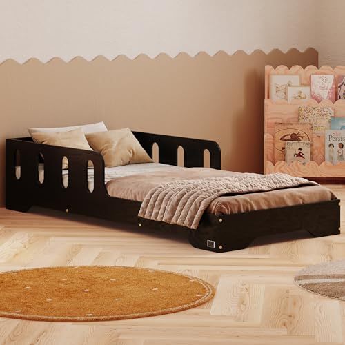 smartwood Kinderbett 70x160 cm in Schwarz - Montessori Bodenbett mit Rausfallschutz & Lattenrost - Aus handbemaltem Sperrholz - Sicher für Jungen und Mädchen - Einfache Montage - TILA 6 smartwood Kinderbett 70x160 cm in Schwarz - Montessori Bodenbett mit Rausfallschutz & Lattenrost - Aus handbemaltem Sperrholz - Sicher für Jungen und Mädchen - Einfache Montage - TILA 6 von smartwood