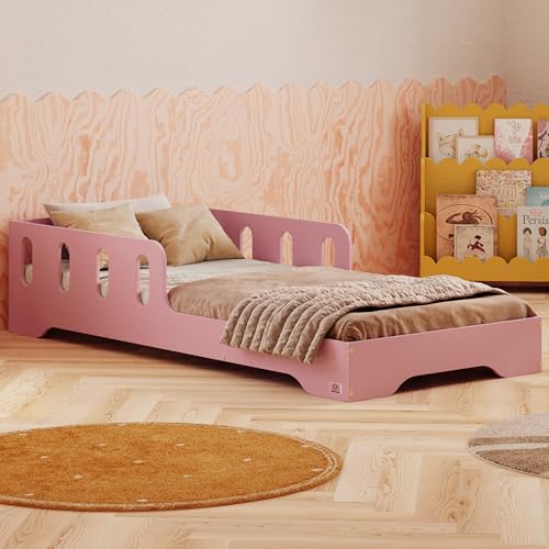 smartwood Kinderbett 90x190 cm in Rosa - Montessori Bodenbett mit Rausfallschutz & Lattenrost - Aus handbemaltem Sperrholz - Sicher für Jungen und Mädchen - Einfache Montage - TILA 6 smartwood Kinderbett 90x190 cm in Rosa - Montessori Bodenbett mit Rausfallschutz & Lattenrost - Aus handbemaltem Sperrholz - Sicher für Jungen und Mädchen - Einfache Montage - TILA 6 von smartwood