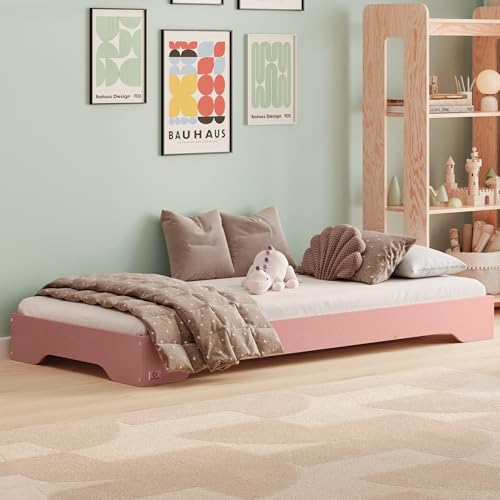 smartwood Kinderbett 90x190 Rosa - Bodenbett aus Kiefernholz mit FSC-Zertifikat - Montessori Bett mit gebogenem Lattenrost bis zu 230 kg für Jungen und Mädchen - Einfache Montage - TILA 7 smartwood Kinderbett 90x190 Rosa - Bodenbett aus Kiefernholz mit FSC-Zertifikat - Montessori Bett mit gebogenem Lattenrost bis zu 230 kg für Jungen und Mädchen - Einfache Montage - TILA 7 von smartwood