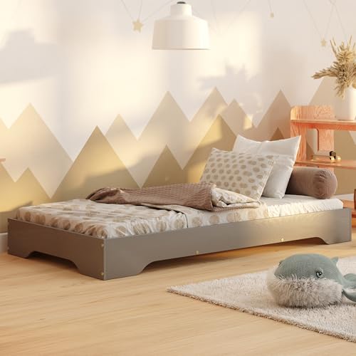 smartwood Kinderbett 90x190 Grau - Bodenbett aus Kiefernholz mit FSC-Zertifikat - Montessori Bett mit gebogenem Lattenrost bis zu 230 kg für Jungen und Mädchen - Einfache Montage - TILA 7 smartwood Kinderbett 90x190 Grau - Bodenbett aus Kiefernholz mit FSC-Zertifikat - Montessori Bett mit gebogenem Lattenrost bis zu 230 kg für Jungen und Mädchen - Einfache Montage - TILA 7 von smartwood