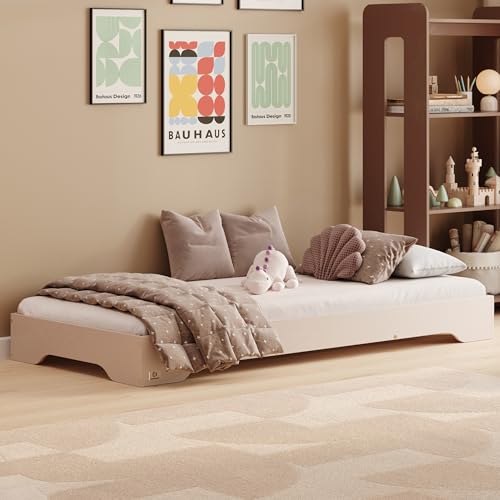 smartwood Kinderbett 90x200 Kaschmir - Bodenbett aus Kiefernholz mit FSC-Zertifikat - Montessori Bett mit gebogenem Lattenrost bis zu 230 kg für Jungen und Mädchen - Einfache Montage - TILA 7 smartwood Kinderbett 90x200 Kaschmir - Bodenbett aus Kiefernholz mit FSC-Zertifikat - Montessori Bett mit gebogenem Lattenrost bis zu 230 kg für Jungen und Mädchen - Einfache Montage - TILA 7 von smartwood