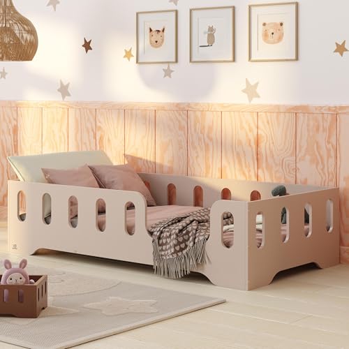 smartwood Bodenbett 100x190 Kaschmir - Montessori Kinderbett aus Holz mit FSC-Zertifikat TILA 2P mit Rausfallschutz & Lattenrost bis 230kg belastbar - Einfache Montage smartwood Bodenbett 100x190 Kaschmir - Montessori Kinderbett aus Holz mit FSC-Zertifikat TILA 2P mit Rausfallschutz & Lattenrost bis 230kg belastbar - Einfache Montage von smartwood