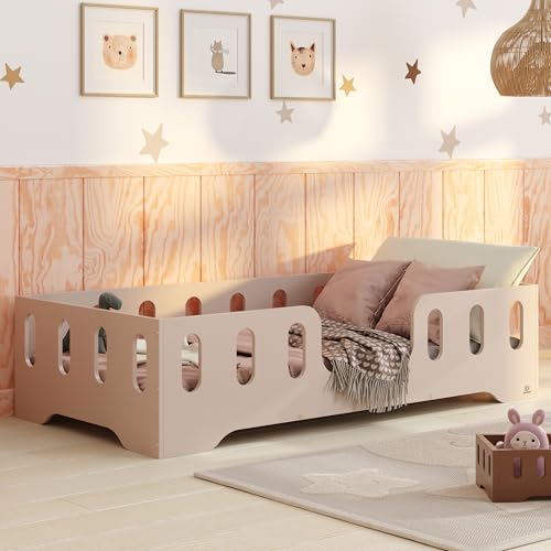 smartwood Bodenbett 140x200 Kaschmir - Montessori Kinderbett aus Holz mit FSC-Zertifikat TILA 2 mit Rausfallschutz & Lattenrost bis 300kg belastbar - Einfache Montage smartwood Bodenbett 140x200 Kaschmir - Montessori Kinderbett aus Holz mit FSC-Zertifikat TILA 2 mit Rausfallschutz & Lattenrost bis 300kg belastbar - Einfache Montage von smartwood