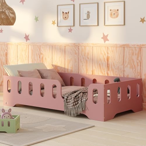 smartwood Bodenbett 140x200 Rosa - Montessori Kinderbett aus Holz mit FSC-Zertifikat TILA 2P mit Rausfallschutz & Lattenrost bis 300kg belastbar - Einfache Montage smartwood Bodenbett 140x200 Rosa - Montessori Kinderbett aus Holz mit FSC-Zertifikat TILA 2P mit Rausfallschutz & Lattenrost bis 300kg belastbar - Einfache Montage von smartwood