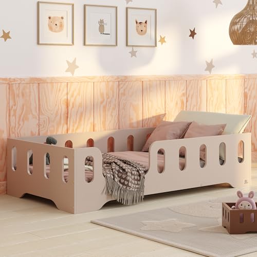 smartwood Bodenbett 60x120 Kaschmir - Montessori Kinderbett aus Holz mit FSC-Zertifikat TILA 2L mit Rausfallschutz & Lattenrost bis 230kg belastbar - Einfache Montage smartwood Bodenbett 60x120 Kaschmir - Montessori Kinderbett aus Holz mit FSC-Zertifikat TILA 2L mit Rausfallschutz & Lattenrost bis 230kg belastbar - Einfache Montage von smartwood