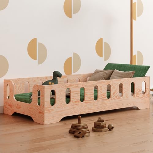 smartwood Kinderbett Bodenbett 100x200 mit Rausfallschutz & Lattenrost - Holz - Kinder Montessori FSC-Zertifiziertes Holzbett mit glatten Kanten - Schnelle Montage - Bis 230 kg belastbar - TILA 2B smartwood Kinderbett Bodenbett 100x200 mit Rausfallschutz & Lattenrost - Holz - Kinder Montessori FSC-Zertifiziertes Holzbett mit glatten Kanten - Schnelle Montage - Bis 230 kg belastbar - TILA 2B von smartwood