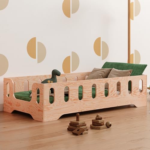 smartwood TILA 2B Kinderbett 60x120 mit Lattenrost und Rausfallschutz - Neuheit - Holz Kinderbett für Jungen & Mädchen - vielseitiges Montessori Bett mit Rausfallschutz und Lattenrost 120x60 cm. von smartwood