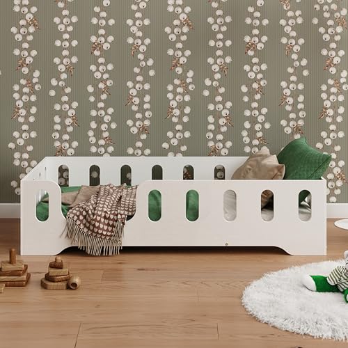 smartwood TILA 2L Kinderbett 60x120 mit Lattenrost und Rausfallschutz - Holz Kinderbett für Jungen & Mädchen, vielseitiges Montessori Bett mit Rausfallschutz und Lattenrost 120x60 cm - Weiß von smartwood