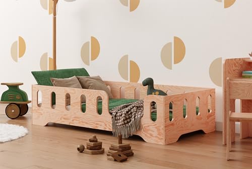 smartwood TILA 2P Kinderbett 70x140 mit Lattenrost und Rausfallschutz - Neuheit - Holz Kinderbett für Jungen & Mädchen - vielseitiges Montessori Bett mit Rausfallschutz und Lattenrost 140x70 cm. von smartwood