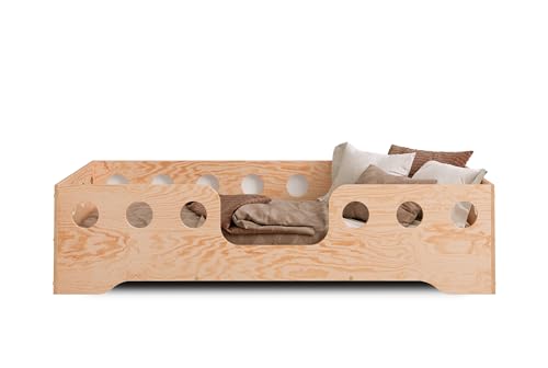 smartwood TILA 4 Kinderbett 140x200 mit Lattenrost und Rausfallschutz - Neuheit - Holz Kinderbett für Jungen & Mädchen - vielseitiges Montessori Bett mit Rausfallschutz und Lattenrost 200x140 cm. von smartwood