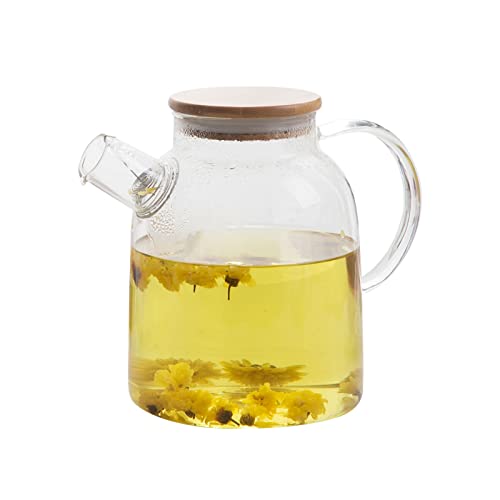 Glas-Teekanne mit Teesieb, groß, hitzebeständig, für blühenden und losen Tee, 1800 ml von smilelily