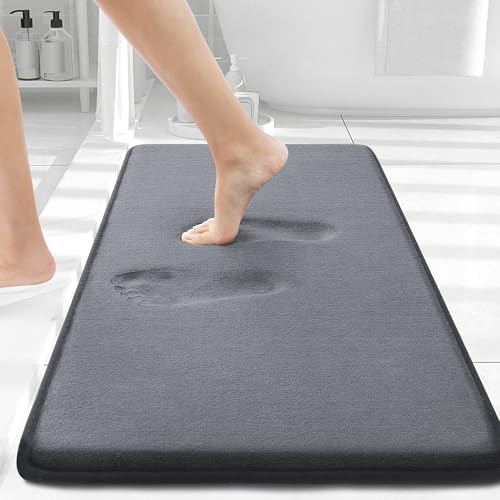 Smiry Badematte aus Memory-Schaum, extra weich und saugfähig, rutschfest, waschbar, Teppich für Boden, Dusche und Badewanne, 30 x 20 cm, Dunkelgrau von smiry