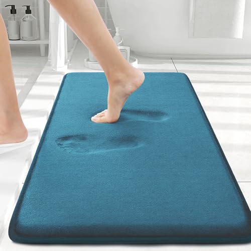 smiry Badematte aus Memory-Schaum, extra weich und saugfähig, rutschfest, waschbar, Teppich für Boden, Dusche und Badewanne, Pfauenblau von smiry