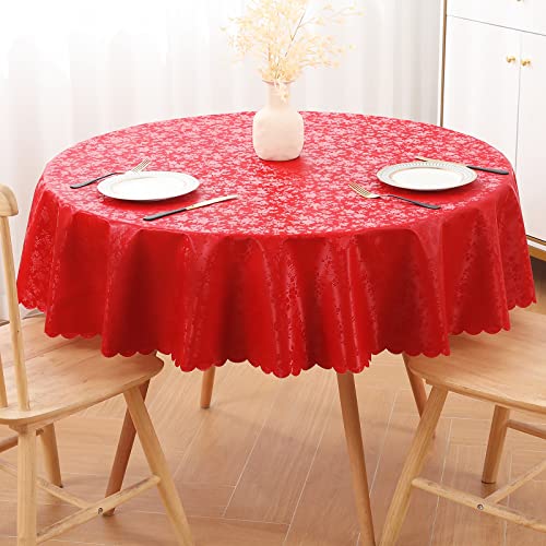 smiry Runde Tischdecke, wasserdicht, strapazierfähig, Vinyl-Tischdecken, abwischbar, waschbar, Tischdecke für Küche und Esszimmer, Rot, 152,4 x 152,4 cm smiry Runde Tischdecke, wasserdicht, strapazierfähig, Vinyl-Tischdecken, abwischbar, waschbar, Tischdecke für Küche und Esszimmer, Rot, 152,4 x 152,4 cm von smiry