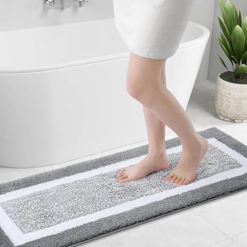 smiry rutschfeste Badezimmerteppich, Super Weich Saugfähig Badematte Waschbar Badteppich Flauschiger Duschvorleger für Badezimmer Mikrofaser Badvorleger Badematten- 40x120 cm, Hellgrau smiry rutschfeste Badezimmerteppich, Super Weich Saugfähig Badematte Waschbar Badteppich Flauschiger Duschvorleger für Badezimmer Mikrofaser Badvorleger Badematten- 40x120 cm, Hellgrau von smiry
