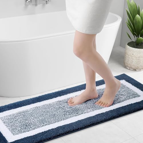 smiry rutschfeste Badezimmerteppich, Super Weich Saugfähig Badematte Waschbar Badteppich Flauschiger Duschvorleger für Badezimmer Mikrofaser Badvorleger Badematten- 40x120 cm, Marineblau smiry rutschfeste Badezimmerteppich, Super Weich Saugfähig Badematte Waschbar Badteppich Flauschiger Duschvorleger für Badezimmer Mikrofaser Badvorleger Badematten- 40x120 cm, Marineblau von smiry