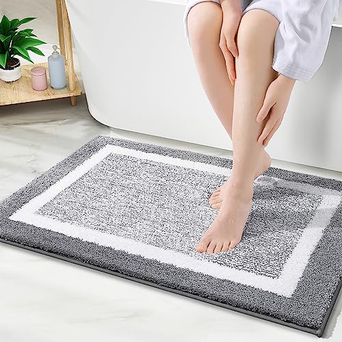 smiry rutschfeste Badezimmerteppich, Super Weich Saugfähig Badematte Waschbar Badteppich Flauschiger Duschvorleger für Badezimmer Mikrofaser Badvorleger Badematten- 40x60 cm, Grau von smiry