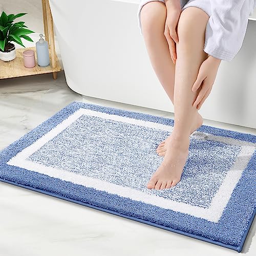 smiry rutschfeste Badezimmerteppich, Super Weich Saugfähig Badematte Waschbar Badteppich Flauschiger Duschvorleger für Badezimmer Mikrofaser Badvorleger Badematten- 60x90 cm, Blau von smiry