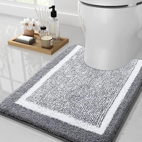 smiry rutschfeste Badezimmerteppich, Super Weich Saugfähig U-Shape Badematte Waschbar Badteppich Duschvorleger für Badezimmer Mikrofaser Badvorleger - 50x60 cm, Hellgrau smiry rutschfeste Badezimmerteppich, Super Weich Saugfähig U-Shape Badematte Waschbar Badteppich Duschvorleger für Badezimmer Mikrofaser Badvorleger - 50x60 cm, Hellgrau von smiry