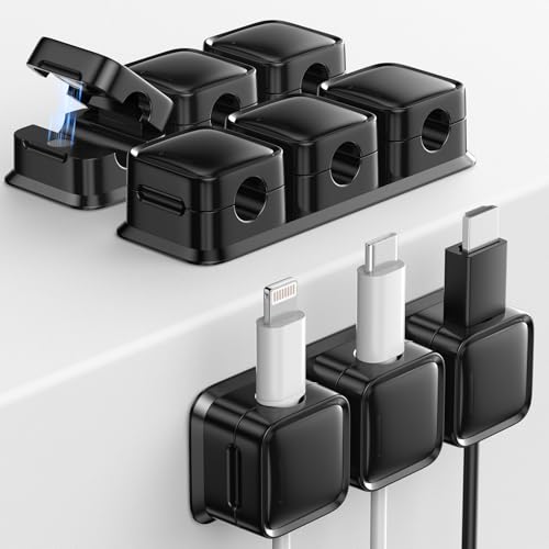 smofish Kabelhalter Kabelclips Kabel Management, 3 Pack 3-Slot Magnetische Schreibtisch Kabel Organizer, Stark Haftende Draht Ladegerät Halter für Nachttisch, Küchengeräte（schwarz） von smofish