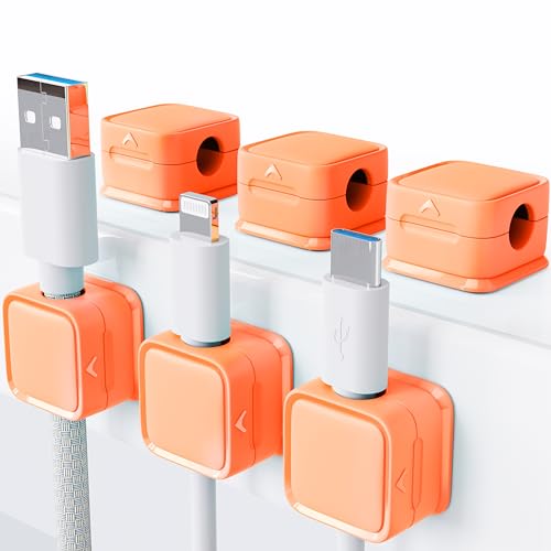 smofish Kabelhalter Kabelclips Kabel Management, 6 Pack Magnetische Schreibtisch Kabel Organizer, Stark Haftende Draht Ladegerät Halter für Nachttisch, Küchengeräte von smofish