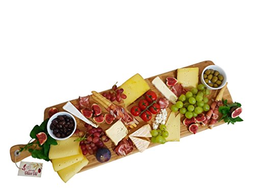 SmokeMax® XXL Riesengroßes Servierbrett (ca. 88x27x2cm), Schneidebrett, Designbrett aus natürlichen Bambusholz (100% mit natürlichen Ölivenöl geölt) von smokemax