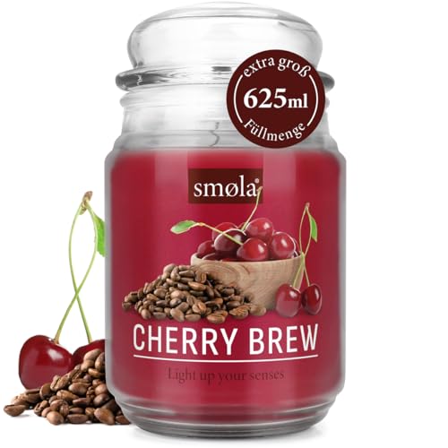 smøla Große Duftkerze im Glas I Cherry Brew 625ml - Kerze Kirsche Kaffeeduft I bis zu 140 Stunden Brenndauer I vegane Sojawachs-Kerze I perfekte Geschenkidee smøla Große Duftkerze im Glas I Cherry Brew 625ml - Kerze Kirsche Kaffeeduft I bis zu 140 Stunden Brenndauer I vegane Sojawachs-Kerze I perfekte Geschenkidee von smøla
