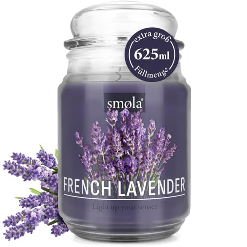 smøla Große Duftkerze im Glas I French Lavender 625ml - Kerze Lavendel I bis zu 140 Stunden Brenndauer I vegane Sojawachs-Kerze I perfekte Geschenkidee smøla Große Duftkerze im Glas I French Lavender 625ml - Kerze Lavendel I bis zu 140 Stunden Brenndauer I vegane Sojawachs-Kerze I perfekte Geschenkidee von smøla