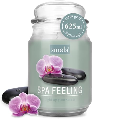 smøla Große Duftkerze im Glas I Spa Feeling 625ml - Kerze blumig frisch I bis zu 140 Stunden Brenndauer I vegane Sojawachs-Kerze I perfekte Geschenkidee smøla Große Duftkerze im Glas I Spa Feeling 625ml - Kerze blumig frisch I bis zu 140 Stunden Brenndauer I vegane Sojawachs-Kerze I perfekte Geschenkidee von smøla