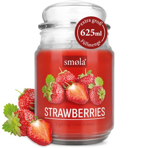 smøla Große Duftkerze im Glas I Strawberries 625ml - Kerze Erdbeere Erdbeerduft I bis zu 140 Stunden Brenndauer I vegane Sojawachs-Kerze I perfekte Geschenkidee smøla Große Duftkerze im Glas I Strawberries 625ml - Kerze Erdbeere Erdbeerduft I bis zu 140 Stunden Brenndauer I vegane Sojawachs-Kerze I perfekte Geschenkidee von smøla