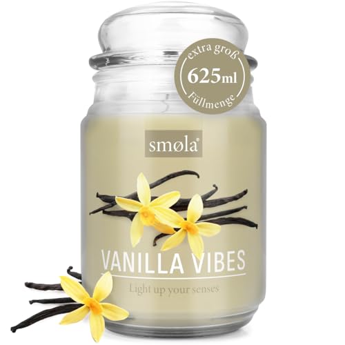 smøla Große Duftkerze im Glas I Vanilla Vibes 625ml - Kerze Vanille Vanilleduft I bis zu 140 Stunden Brenndauer I vegane Sojawachs-Kerze I perfekte Geschenkidee smøla Große Duftkerze im Glas I Vanilla Vibes 625ml - Kerze Vanille Vanilleduft I bis zu 140 Stunden Brenndauer I vegane Sojawachs-Kerze I perfekte Geschenkidee von smøla