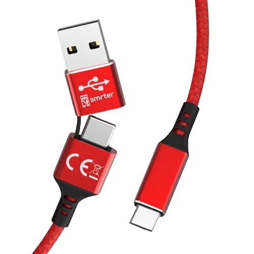 High Speed Datenkabel USB | USB-C auf USB C PowerDelivery bis zu 60W 480 Mbts & QuickCharge AFC kompatibel mit Galaxy S22 Ultra S22+ S21 Ultra S20 Note20 Mi 10T Xperia 1 II & Typ-C Geräte 1,2M (Rot) von smrter