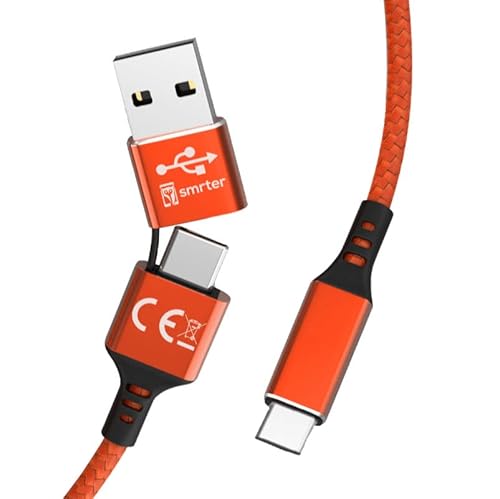 High Speed Datenkabel USB | USB-C auf USB C PowerDelivery bis zu 60W 480Mbts & QuickCharge AFC kompatibel mit Galaxy S22 Ultra S22+ S21 Ultra S20 Note20 Mi 10T Xperia 1 II & Typ-C Geräte 1,2M (Orange) von smrter