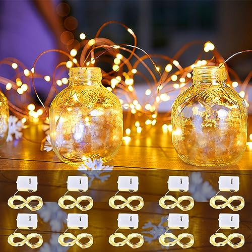 LED Lichterkette Batterie 10 Stück 2M 20LEDs Warmweiß Innen Dekoration Lichterketten Drahtlichterkette für Party, Weihnachten, Halloween, DIY, Hochzeit, Innen Deko,Lichter Flasche Dekoration von smtfcty