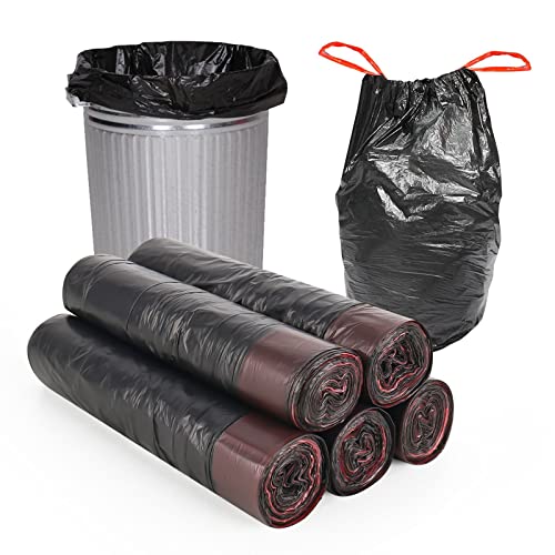Müllsäcke mit Zugband 5 Rollen 15L Extra Starke Müllsäcke Schwarz reißfeste Müllsäcke Müllbeutel ohne Duft für Büro oder Zuhause （ 45 x50 cm 75 Stück） von smtfcty