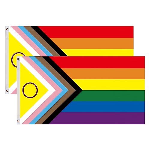 Pride Flagge 2 Stück LGBTQ Flagge Regenbogen Flagge,The Gay Flag Joint-Pride Flag, 150 x 90cm, Kann Draußen Verwendet Werden, Weatherproof Gay Pride Flag mit 2 Messingösen von smtfcty