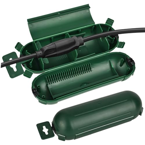 smtfcty Kabelbox wasserdicht IP44 outdoor wasserdichte Safe Box,Stecker Schutzboxen zum Schutz vor Feuchtigkeit und Regen für Verlängerungskabel, Garten,Elektrowerkzeug, Urlaubsdekorationen (Grün) von smtfcty