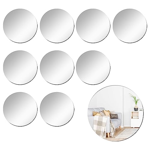 Klebespiegel Spiegel 10 Stück Acryl Spiegel Rund Selbstklebend 10cm Abnehmbarer Spiegelfliesen Selbstklebend,DIY Wandspiegel Dekospiegel,für Zuhause,Schlafzimmer,Wohnzimmer,Heimdekoration von smtfcty