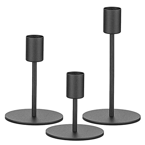 smtyle Kerzenhalter für Stabkerzen, kurz, Schwarz, 3 Stück, mit Eisen, 2 cm Durchmesser, ideal als Tafelaufsatz von smtyle